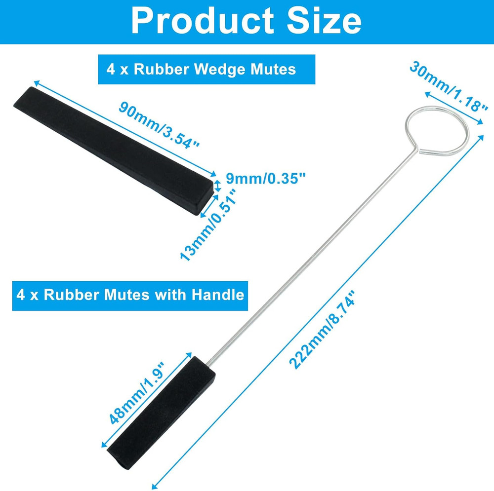 8 Pack Black Piano Tuning Mute, Triangular Piano Tuner Rubber Mutes Fixing Tool
