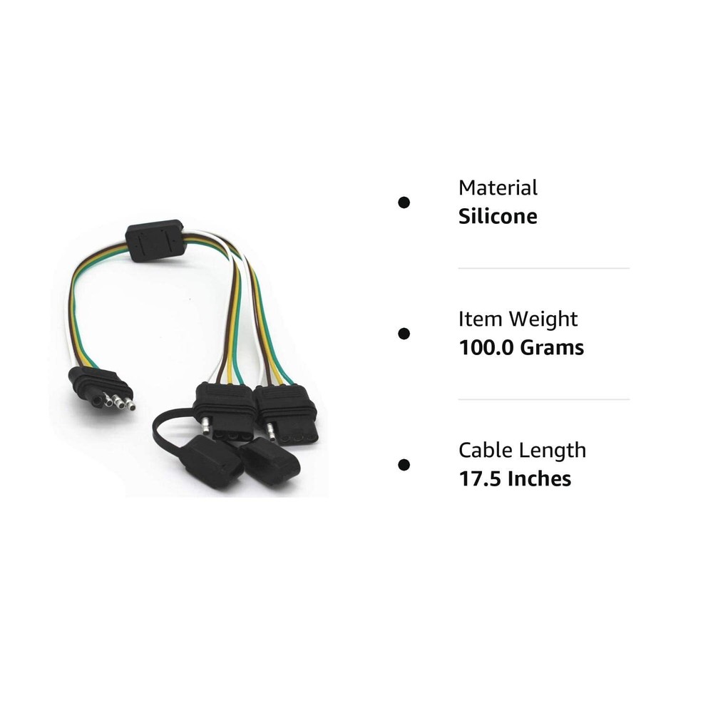 2PCS 4 Way Y-Splitter Plug Wiring Plug 4 Pin Connectors for Tailgate Light Bar