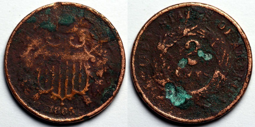 1865  Two Cent Piece