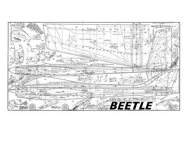 Beetle Pattern Plane 67" WS RC Model Airplane Plans Templates PDF on USB
