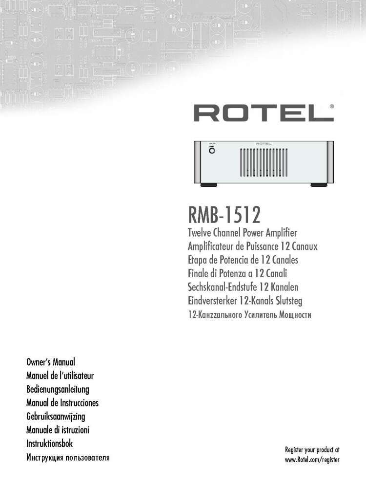 Rotel RMB-1512 Amplifier Owners Manual