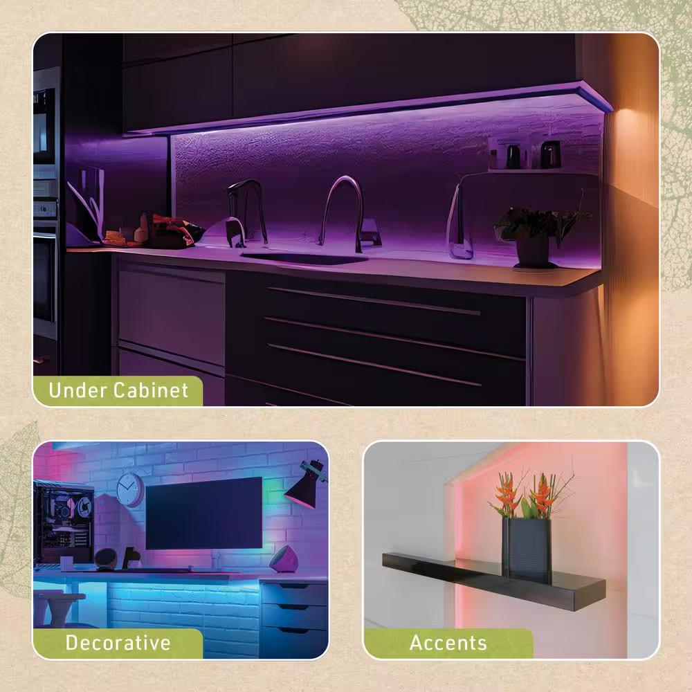Multicolor Plug-In 3 Ft. Plug-In Integrated LED Dimmable Linkable Strip Light Ki