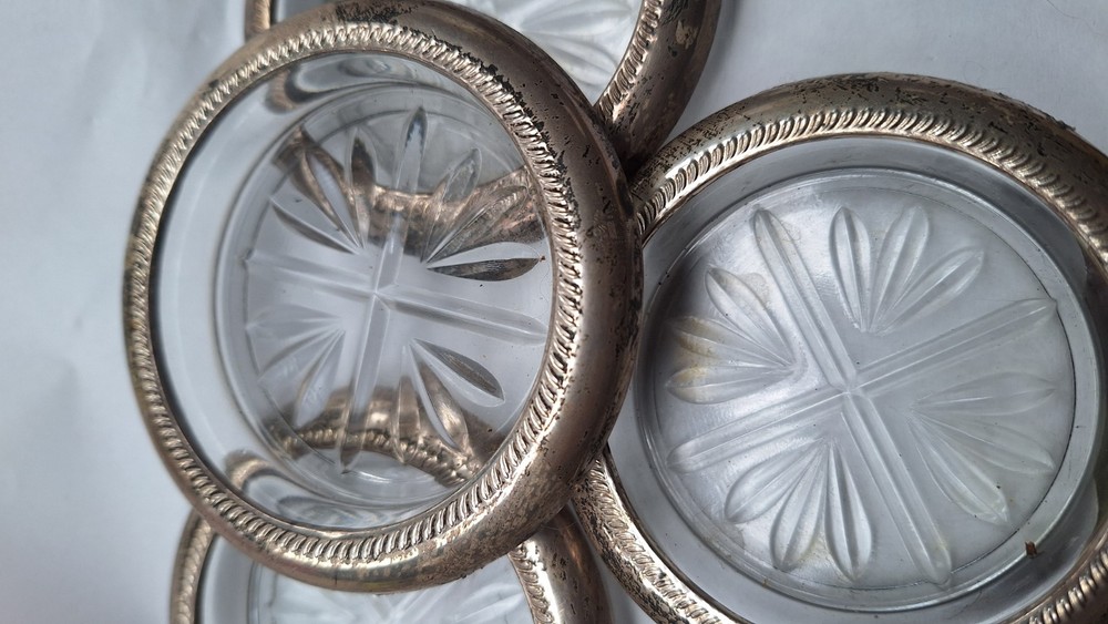 Sterling Silver Crystal Coasters X5