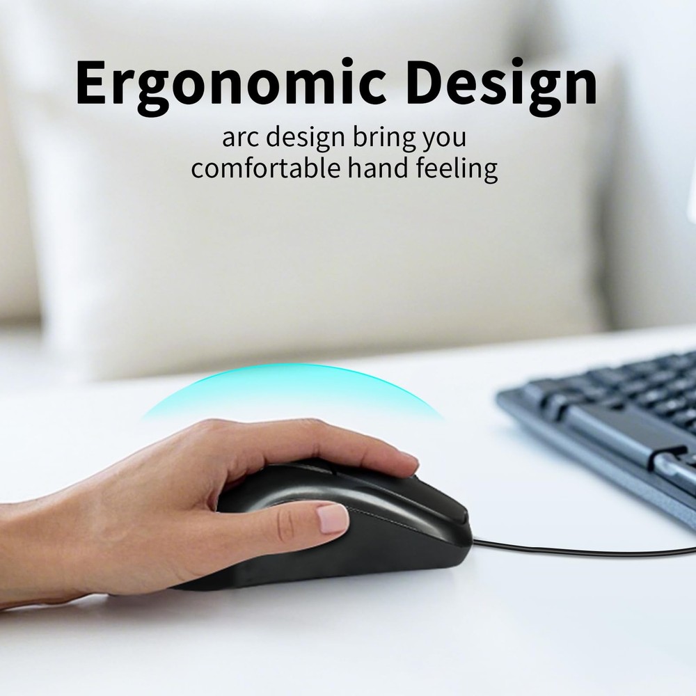 High-Performance Wired PS2 - 1000 DPI Resolution, Black, 5ft Cable, Includes ...