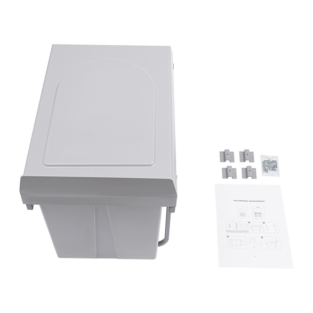 Pull Out Trash Kitchen Under Cabinet Waste Container Double Garbage Can 40L