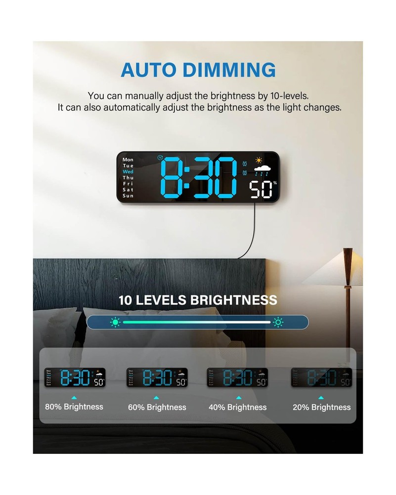 Digital Wall Clock, Digital Clock Large Display with Remote Control... Fast Ship