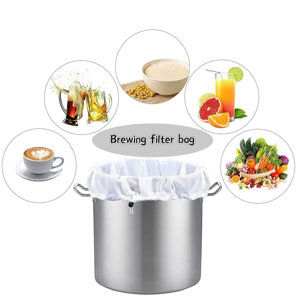 Brew Bags, 2 Pack Extra Large Reusable Straining Bag, medium, White