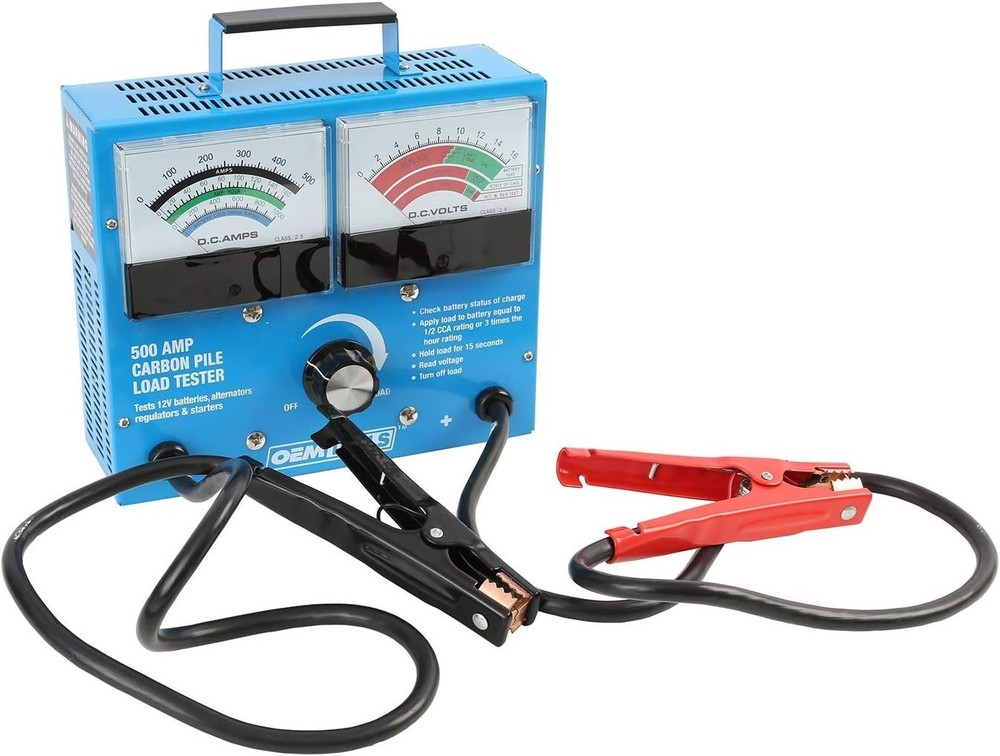 Variable Voltage Battery Tester with 500 Amp Load Capacity for Starter Motors
