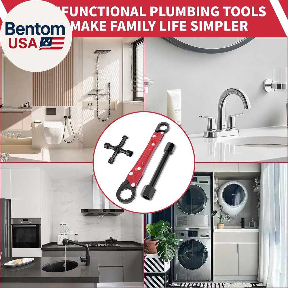 Plumbing Tools Angle Stop Wrench Kit - 3-Piece Plumber Tool Set with Compression