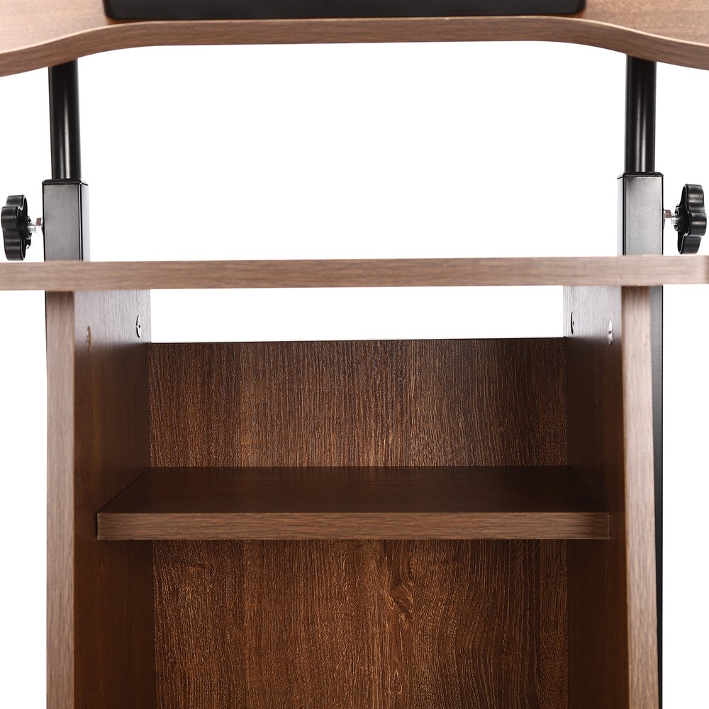 Height Adjustable Mobile Presentation Stand with Storage and Wheels