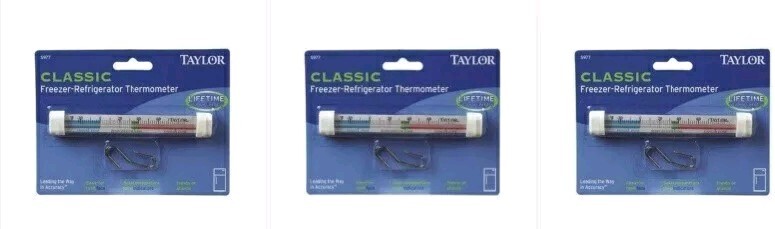 3 Pack Taylor 5977 Classic Freezer Refrigerator Thermometer