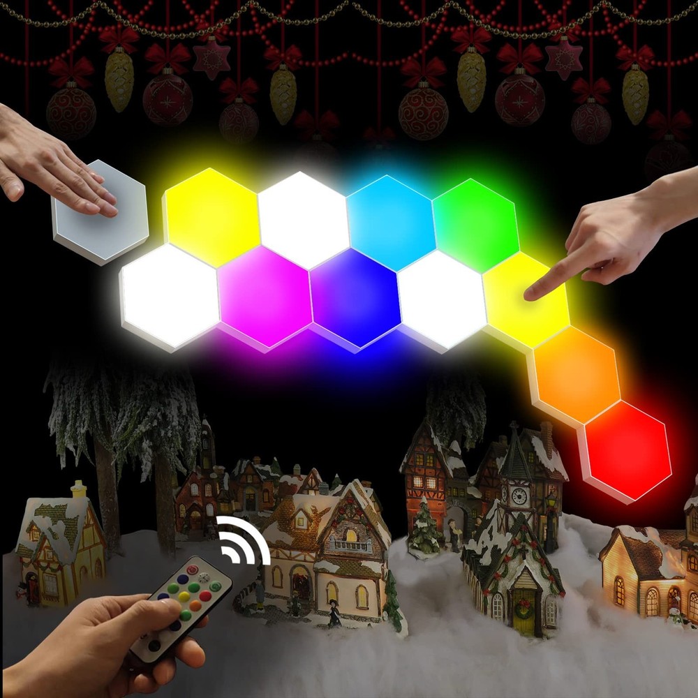 Hexagonal Wall Light Modular Touch Sensitive Lights Creative Geometry Assembl...