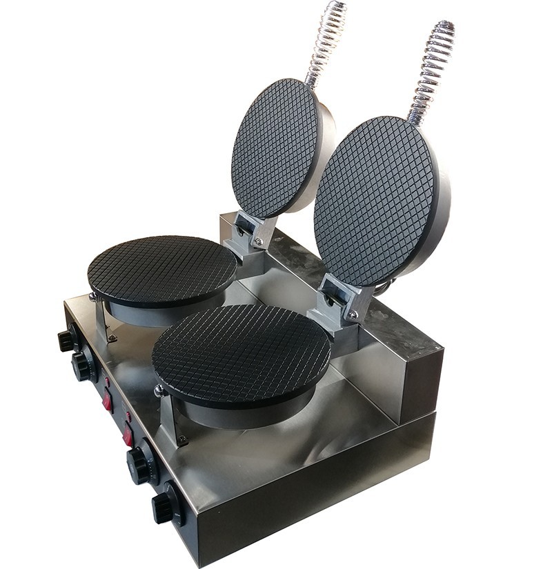 Ice Cream Waffle Cone Maker Machine Non-stick Double-head Egg Roll Making 110V