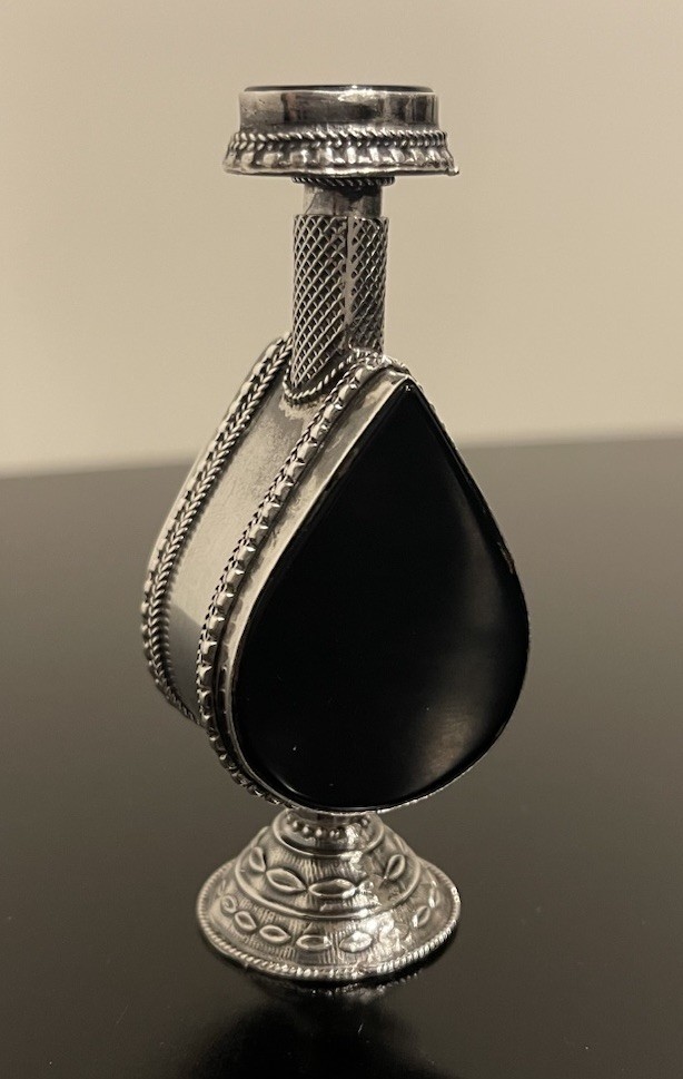Sterling Silver & Teardrop Black Onyx Stone Perfume Bottle