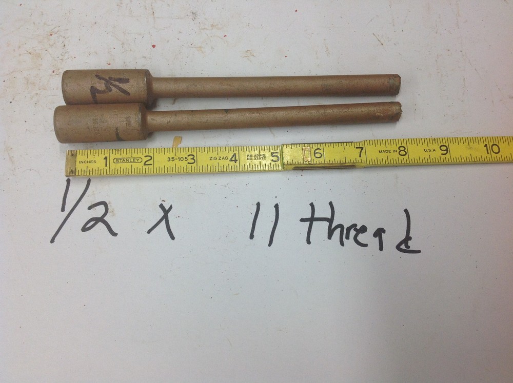 (2) Drillco 1/2"  x 8" x 11 Thread Concrete Masonry Core Drill Bit.