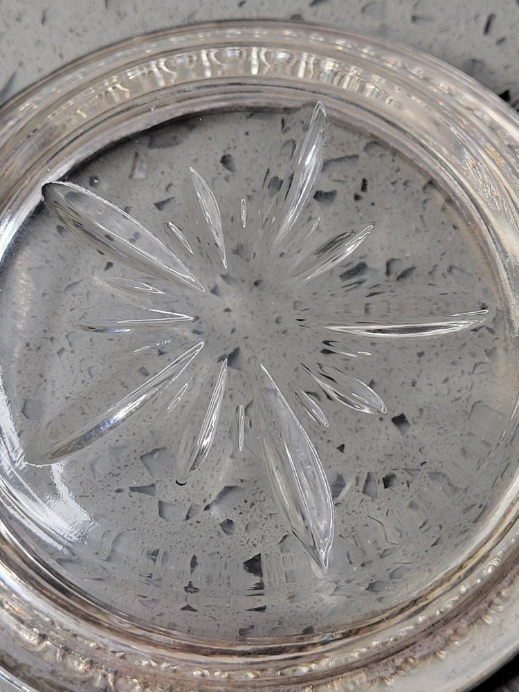 Vintage Sterling Silver Glass Coaster