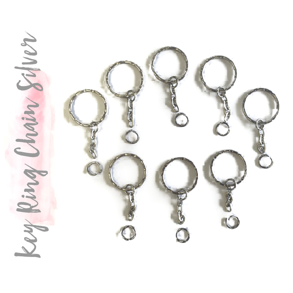 Key Ring W. Chain 1" Split Ring Hammered W. Split Loop Key Rings Holders (PACK)