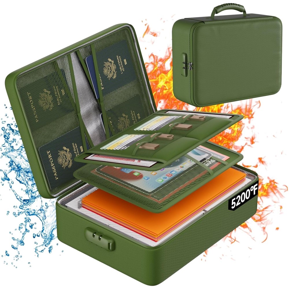Portable 8-Layer Fireproof & Waterproof Document Organizer - Maximum Protection