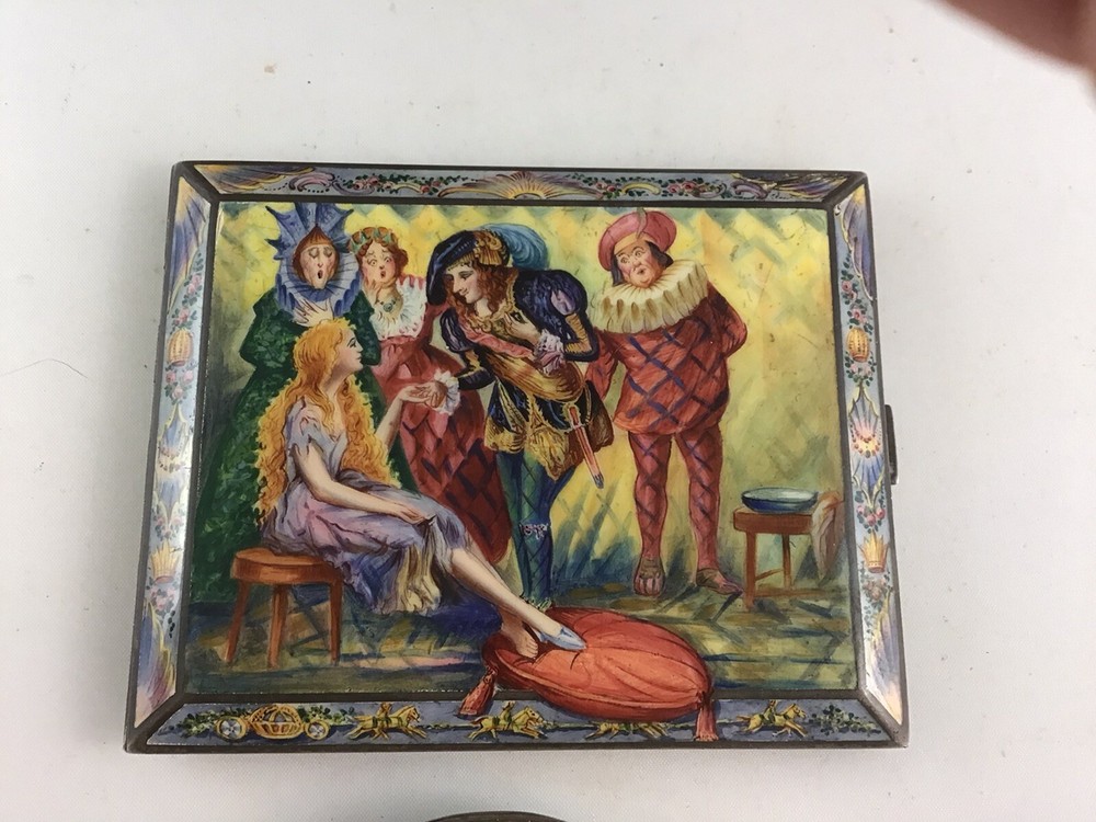 Antique AUSTRIA .935 SILVER COMPACT & CIGARETTE CASE Guilloche CINDERELLA!
