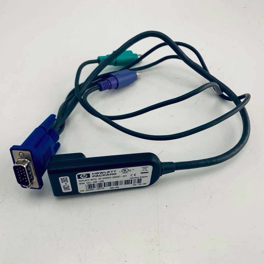 HP 520-290-006 286597-001 PS2 KVM INTERFACE ADAPTER Cables