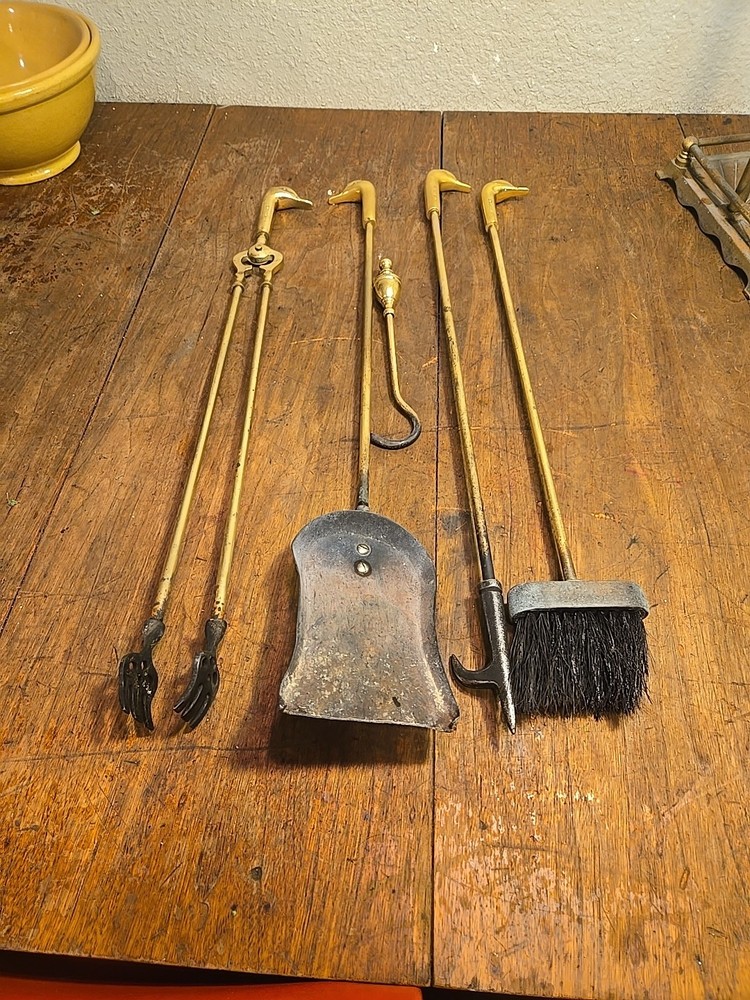 Brass Duck Head Fireplace Tool Set 1979 Custom decor Inc
