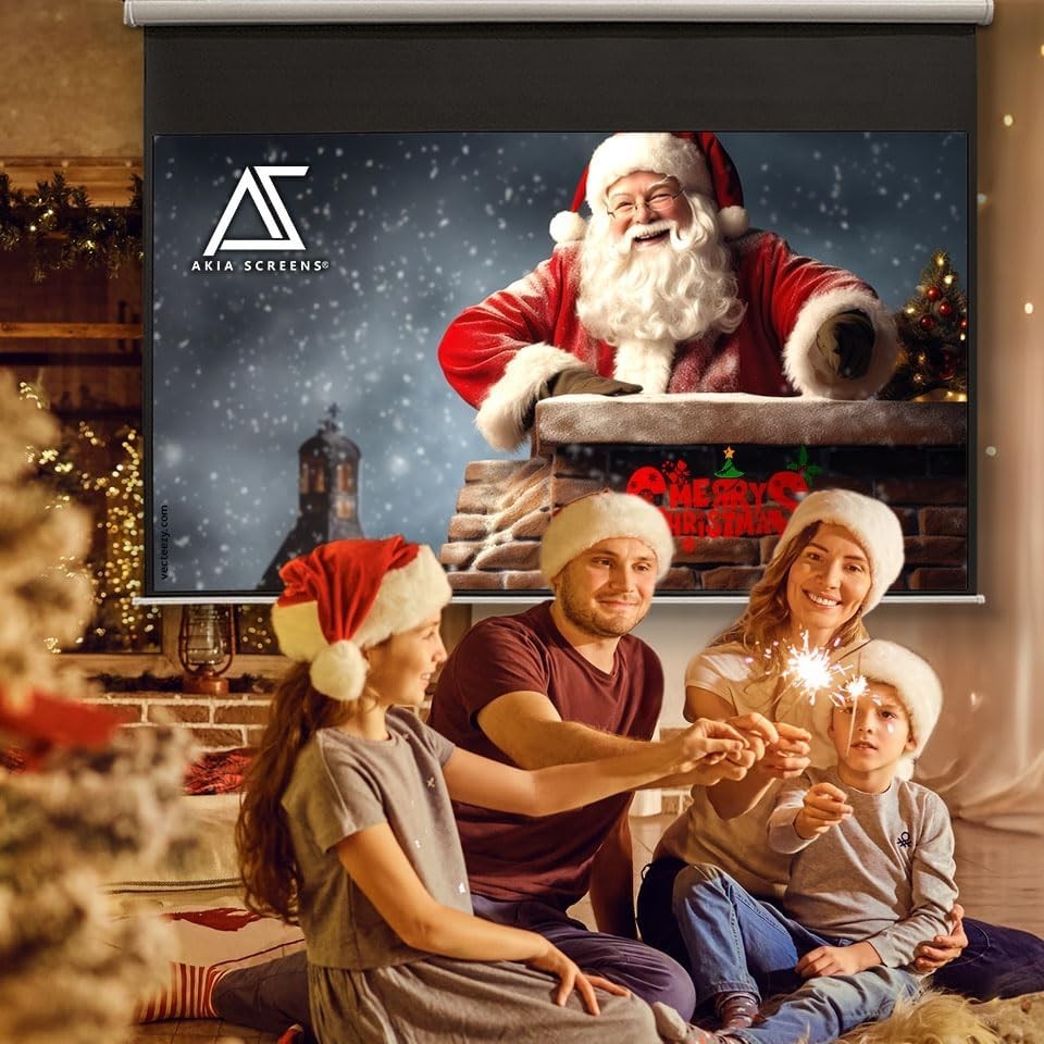 16:10 Retractable Projector Screen - Auto-Locking and Wall/Ceiling Mountable