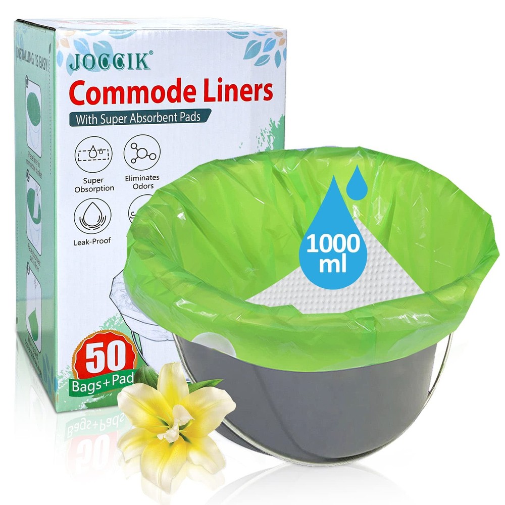 Commode Liners for Bedside with Super Absorbent Pad 50 Pack 50 PACK