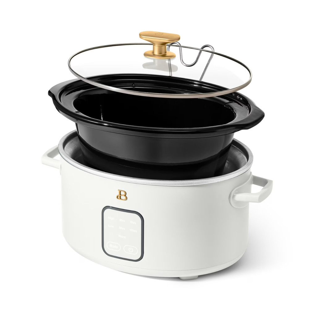 Beautiful 4 Qt Slow Cooker Touch Display Programmable Kitchen Cooker White Icing