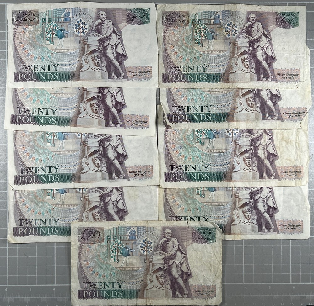 1981 Great Britain 20 Pound Banknotes Somerset (9 Notes) #1