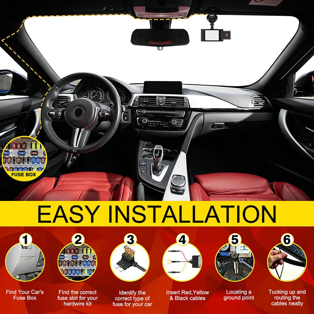 Dash Cam Universal Mini Micro USB Hard Wire Cable Kit Fuse 3.5m for Car DVR 5V~