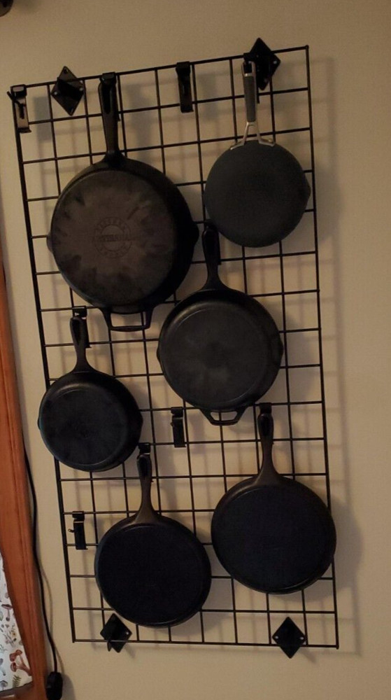 Wire Grid Panel 2' x 4' with 4 Mounts Black Display Craft Wire Grid Storage Pots