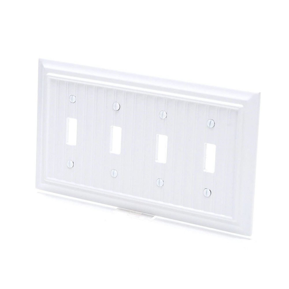 Beadboard Quad Switch Wall Plate Pure White