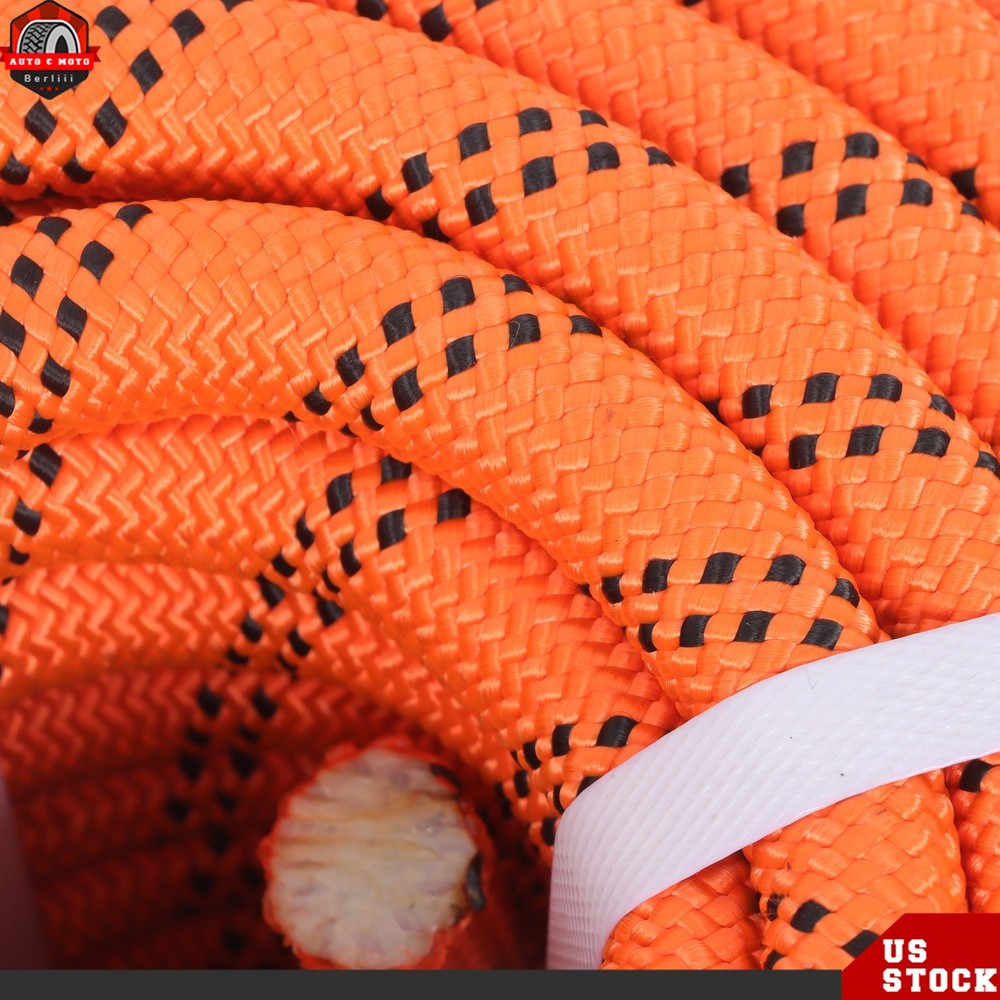 3/4in × 120ft Orange Double Braid Polyester Arborist Bull Rope High Strength