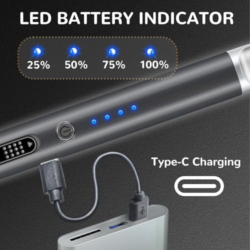 2 Pack Electric Candle Lighter USB Rechargeable Lighters Windproof Black+silver