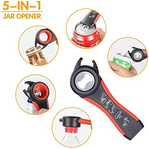 Jar Opener Bottle and Ring Pull Can One Size Fits All, Black Red