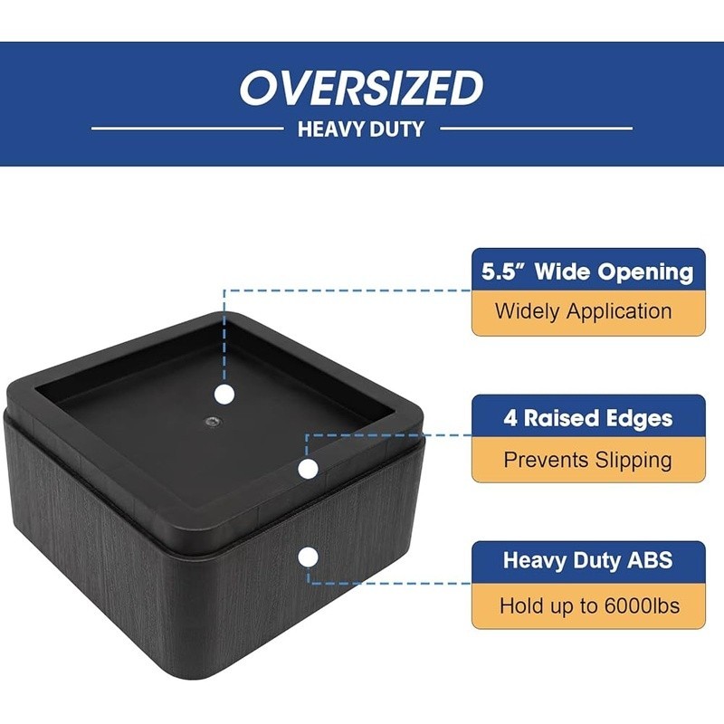 Heavy Duty Bed Risers Stackable Furniture Elevation Storage & Easy Cleaning New