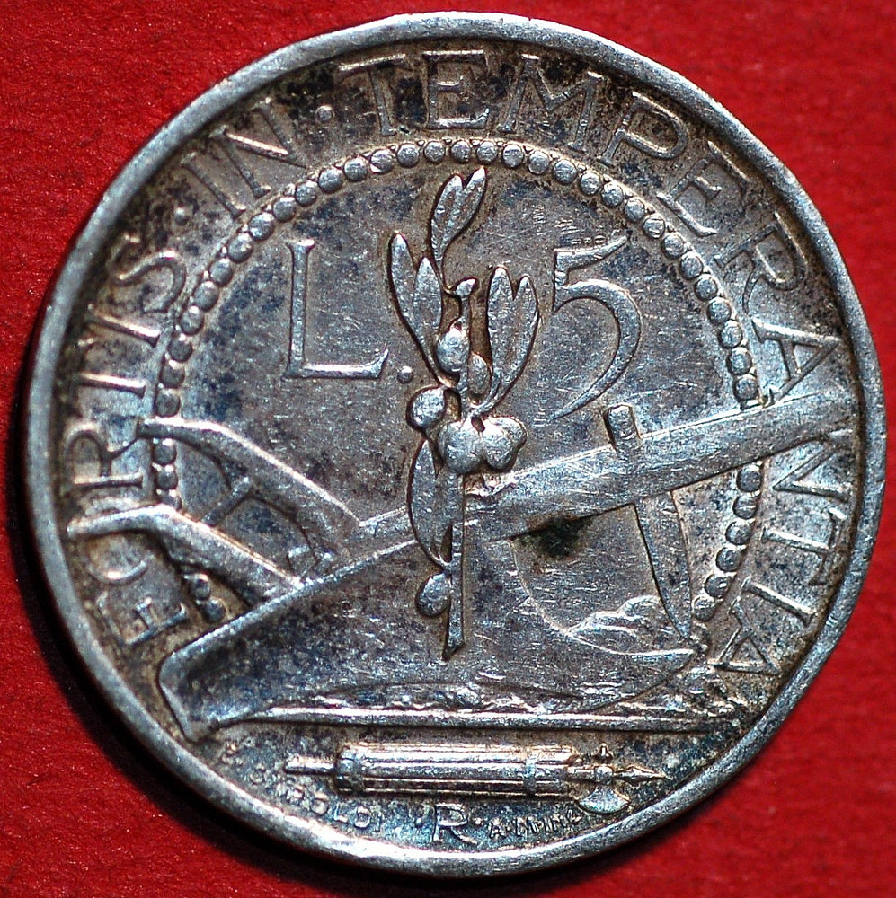 San Marino 5 Lire 1933 KM# 9 silver