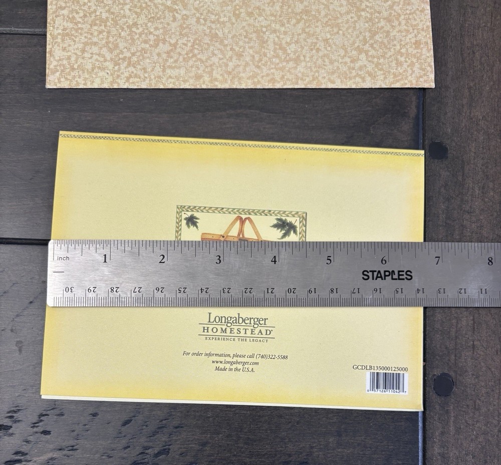 Longaberger Blank Greeting Card (1 Card) With Envelope