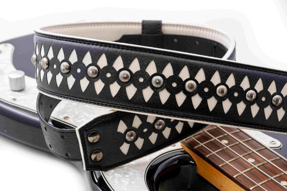 RightOn! Armour Design Guitar Strap; White