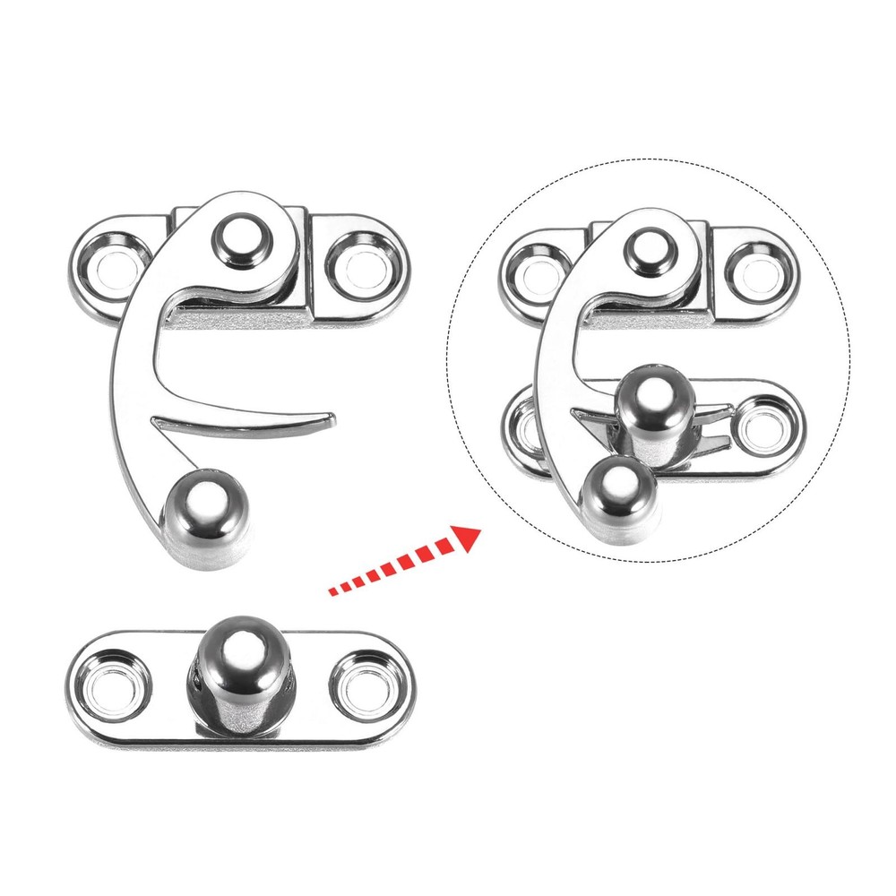 Right and Left Latch Hook Hasp Swing Arm Latch Silver Tone