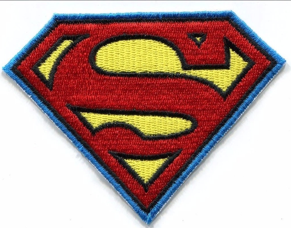 DC COMIC'S SUPERMAN AQUA TRIM EMBROIDERED PATCH 3 1/2"