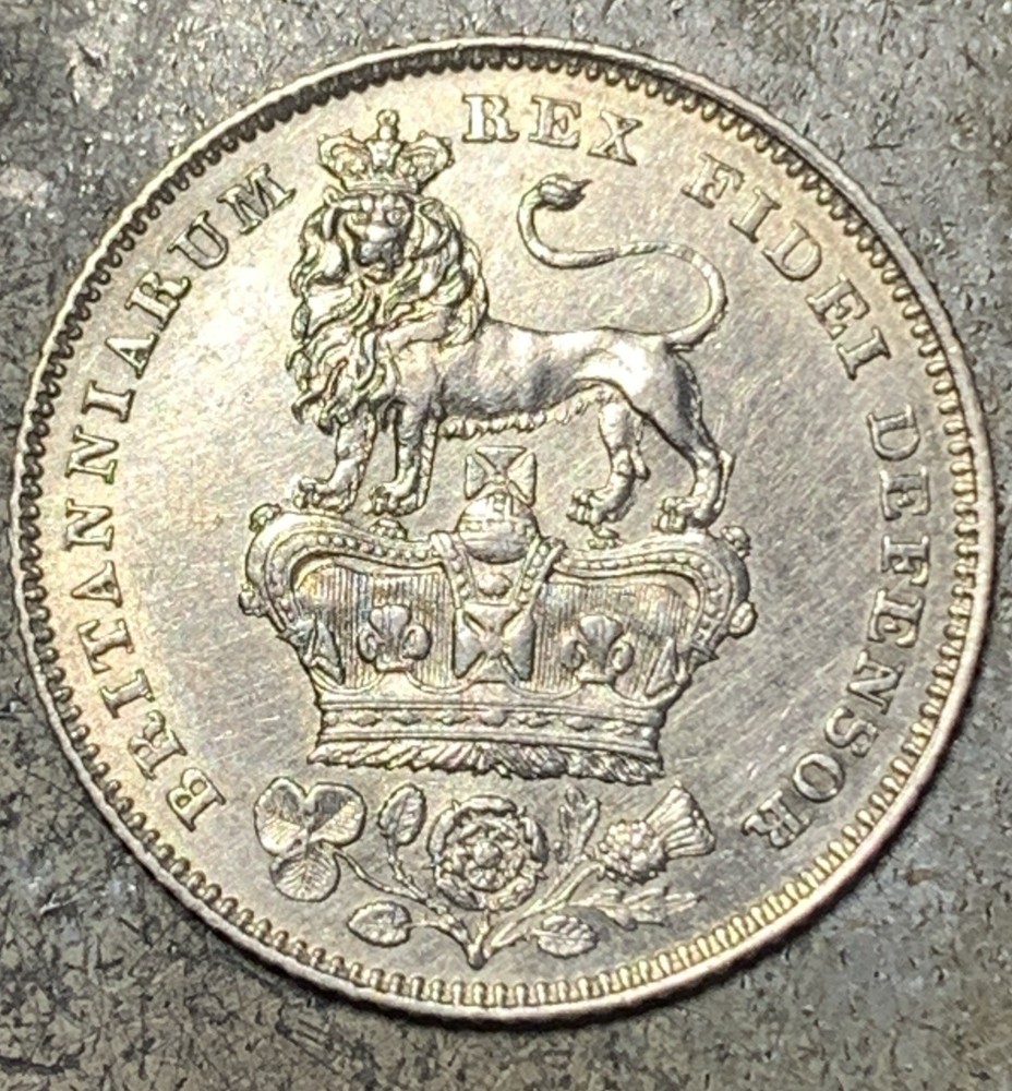 1829 6 Pence Silver Coin .925