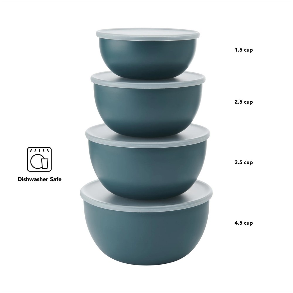 KitchenAid 7pc Nesting Mixing Bowl Set w Lids Agave Plastic Open Box