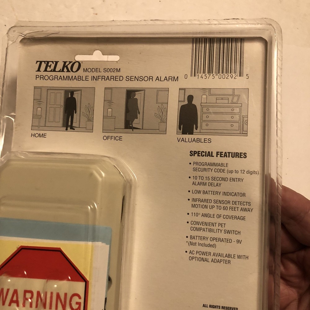 Telko Security Programmable Infrared Sensor Alarm S002M New From 1992 @B
