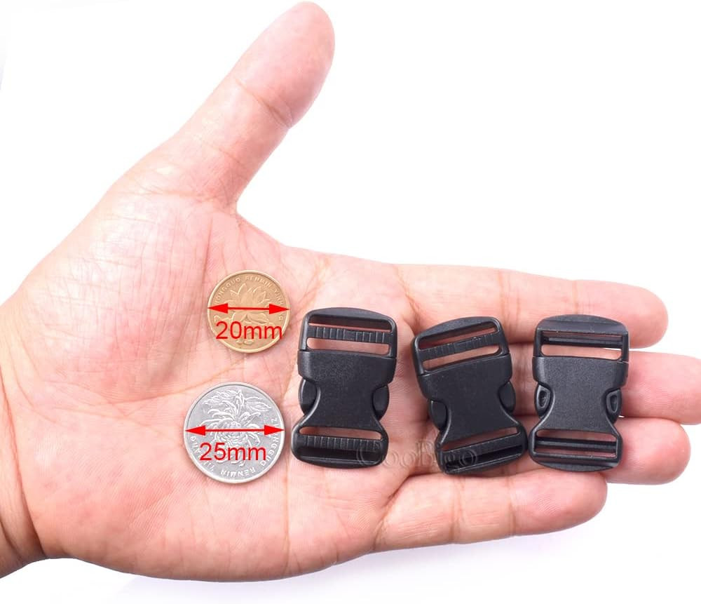 5 Pack 3/4" Side Release Buckle Dual Adjustable 5 Yards 3/4" PP Strap Webbing Ou