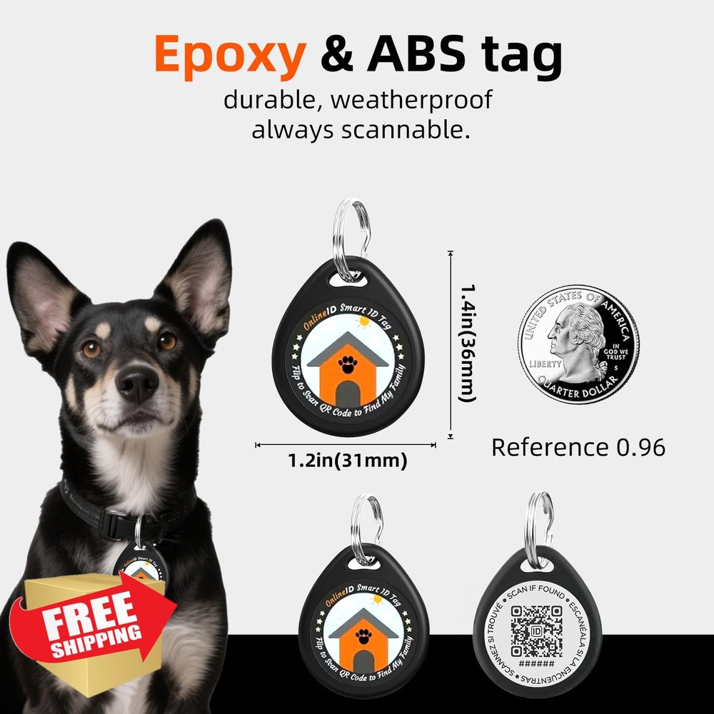 1 Pack QR Code Pet ID Tags Editable Name Phone Pink Small