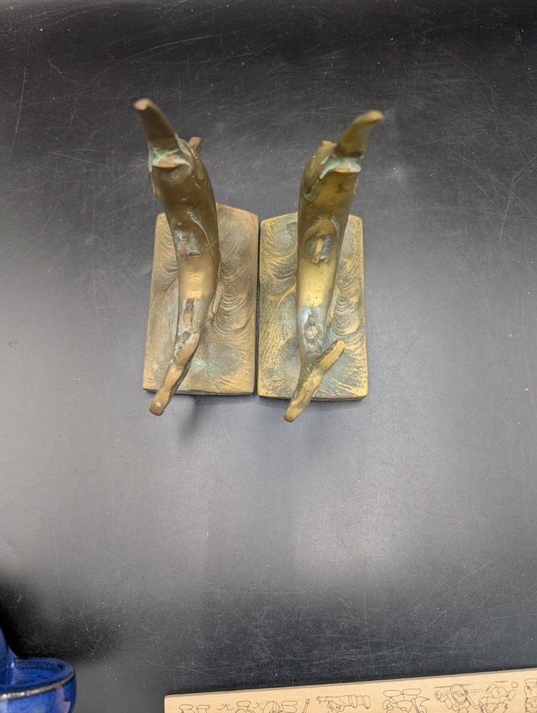 Vintage Solid Brass Nautical Sailfish Bookends