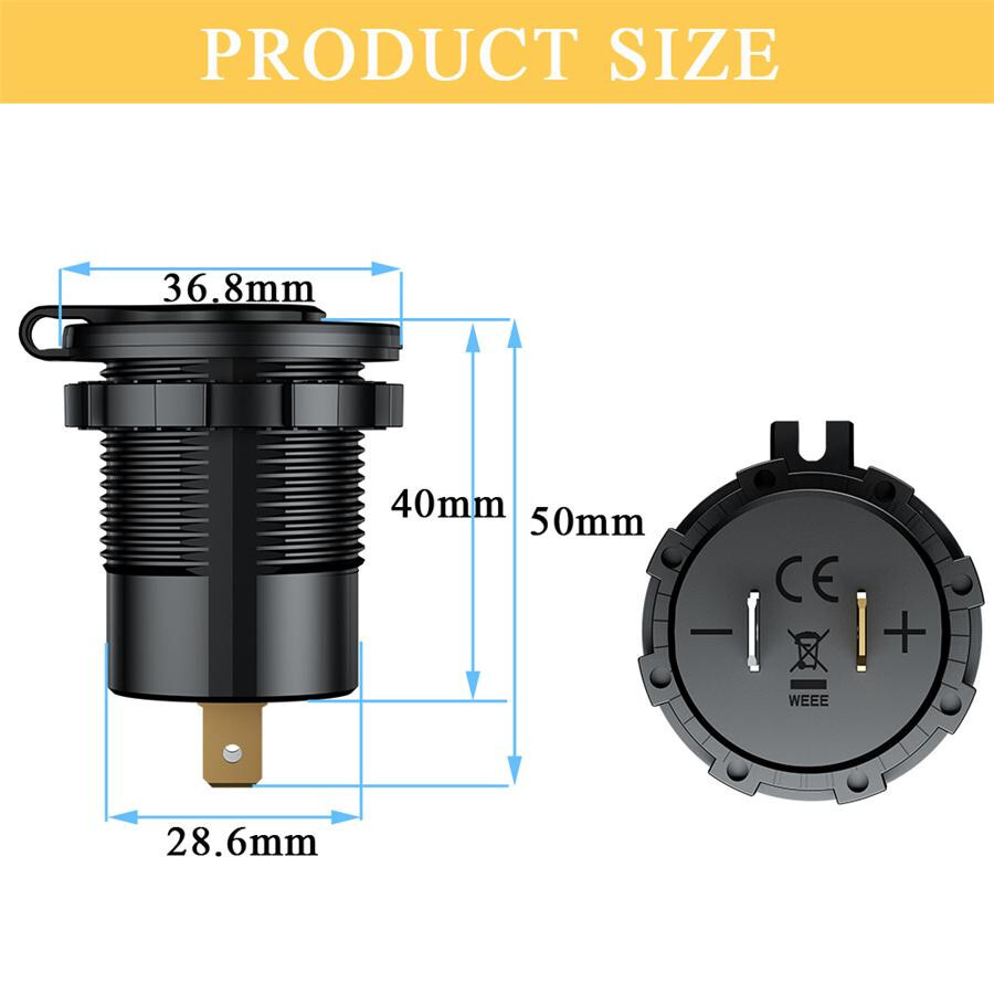 4.8A Car Charger Cigarette Lighter Socket Power Outlet W/LED Voltmeter Switch