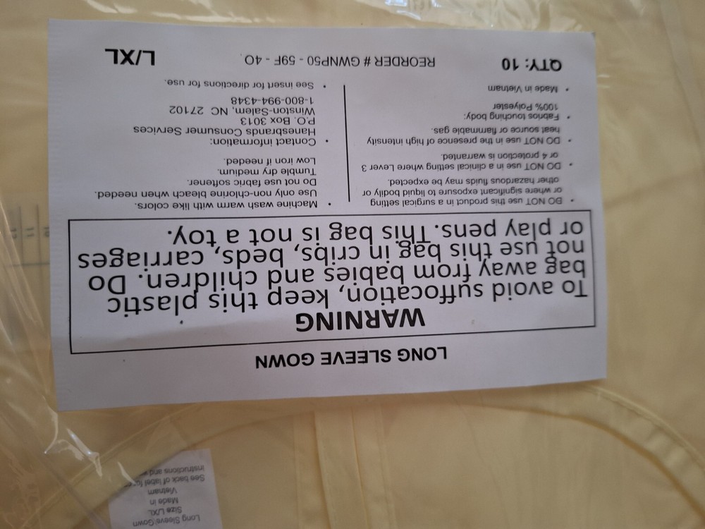 Isolation Gown, Yellow 1 Pack 10pcs