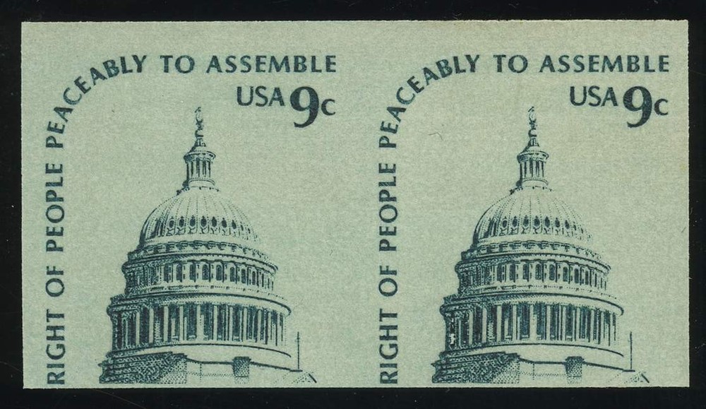 US #1616a  9¢ Capitol Dome imperf pair, Fine+ NH